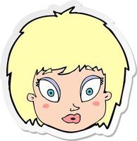 sticker of a cartoon surprised female face vector