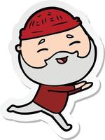 sticker of a cartoon happy bearded man vector