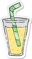 distressed sticker of a cartoon fizzy drink vector