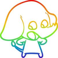 rainbow gradient line drawing cute cartoon elephant vector