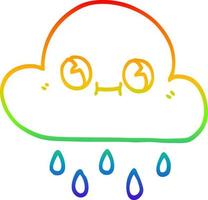 rainbow gradient line drawing cartoon rain cloud vector