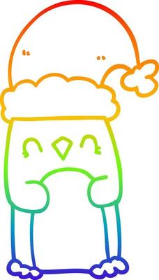 rainbow gradient line drawing cartoon penguin