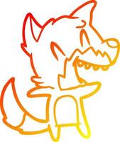 warm gradient line drawing laughing fox cartoon vector