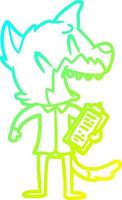 cold gradient line drawing laughing fox salesman vector