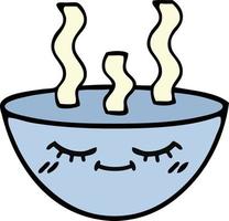 cute cartoon bowl of hot soup vector