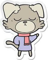 sticker of a cute cartoon dog vector