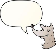 cartoon wolf and speech bubble in smooth gradient style vector