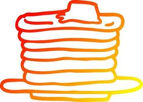 warm gradient line drawing cartoon stack of pancakes vector