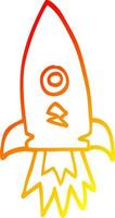 warm gradient line drawing cartoon space rocket vector