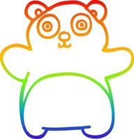 rainbow gradient line drawing cartoon teddy bear vector