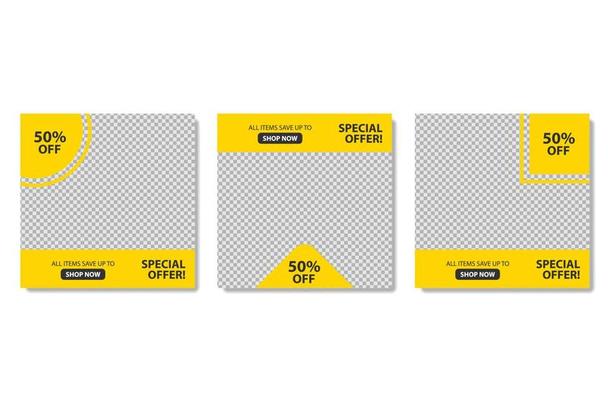 Set of editable minimal square banner template. Suitable for social media post and web ads. Vector illustration