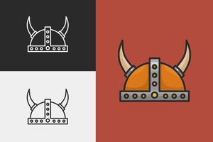 viking helmet logo set with flat and simple design vector