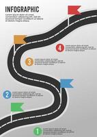 plantilla de infografía con carreteras y banderas como etapas vector