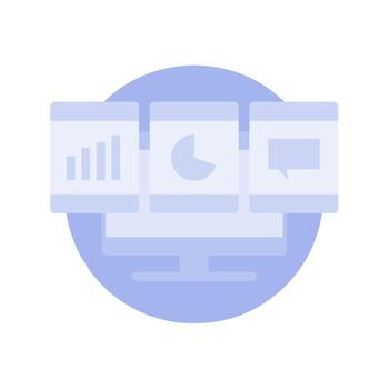 flat illustration computer screen showing data analysis vector