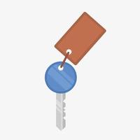 flat illustration of a key with a ring vector