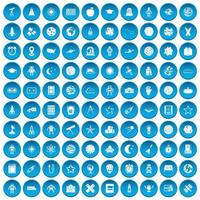 100 astronomy icons set blue vector