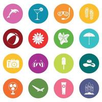 Summer rest icons many colors set vector