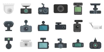 DVR icons set flat vector isolated