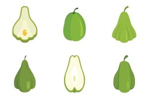 conjunto de iconos de chayote vector plano aislado