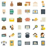 Online loan icons set flat vector isolated