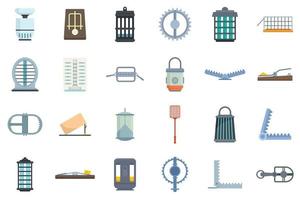 Animal trap icons set flat vector isolated