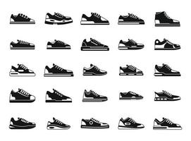 Sneakers icons set simple vector. Girl shoe vector