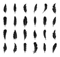 Feathers icons set simple vector. Smooth plume vector