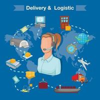 Delivery and logistic concept, cartoon style vector
