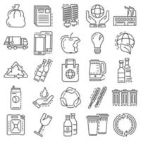 conjunto de iconos de reciclaje, estilo de esquema vector