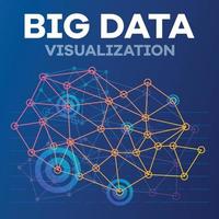 Futuristic big data banner, outline style vector