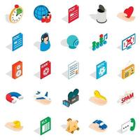 Data icons set, isometric style vector