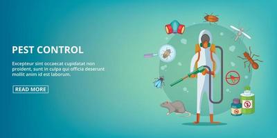 Pest control banner horizontal, cartoon style vector