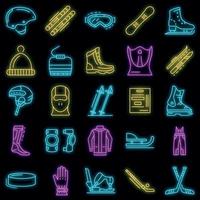 Winter sports icon set vector neon