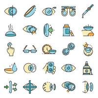 Contact lens icons set line color vector