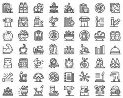 Nutritionist icons set, outline style vector
