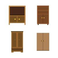 Wardrobe icon set, flat style vector