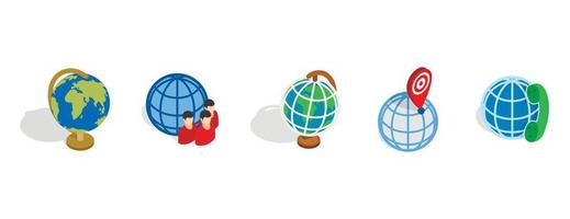 conjunto de iconos de globo, estilo isométrico vector