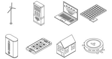 conjunto de iconos de casa autónoma contorno vectorial vector