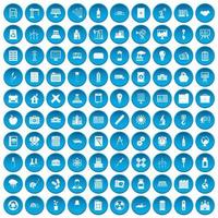 100 iconos de empresa conjunto azul vector