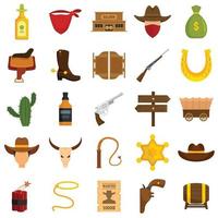 Cowboy icons set flat vector isolated