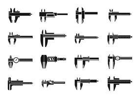 Trammel calipers icons set simple vector. Calibrated calipers vector