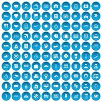 100 iconos de pago de dinero conjunto azul vector