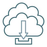 Cloud Download Line Two Color Icon vector