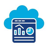 Cloud Stats Glyph Two Color Icon vector