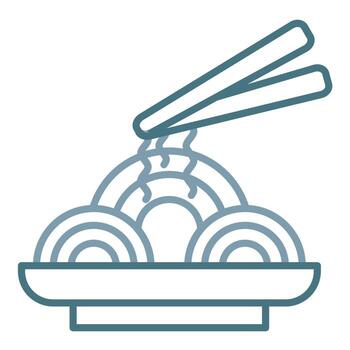 pad thai línea icono de dos colores vector