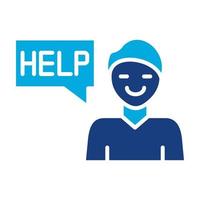 Ask For Help Glyph Two Color Icon vector