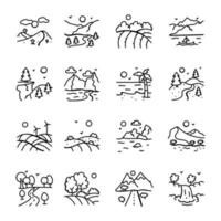 Amazing Scenic Views of Nature- Doodle Icons vector