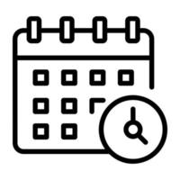 Calendar and clock, concept of schedule line icon vector