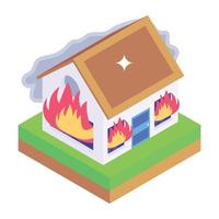 icono de incendio doméstico diseñado en estilo isométrico vector