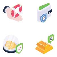 Collection of Money Insurance Isometric Icons vector